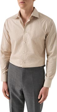 Eton Slim Fit Tropical Cocktail Print Cotton Twill Dress Shirt