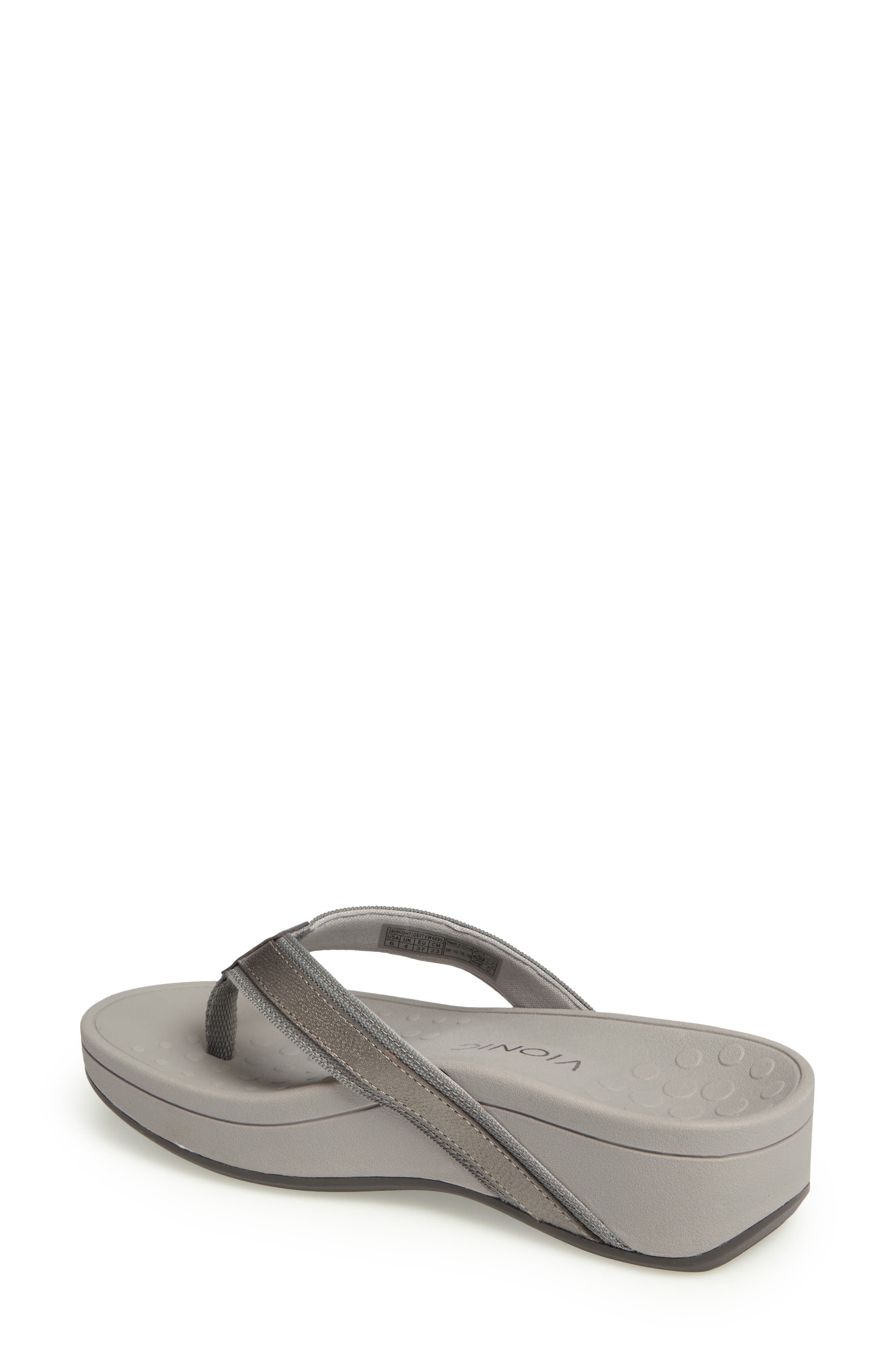 High Tide Wedge Flip Flop, Alternate, color, PEWTER LEATHER