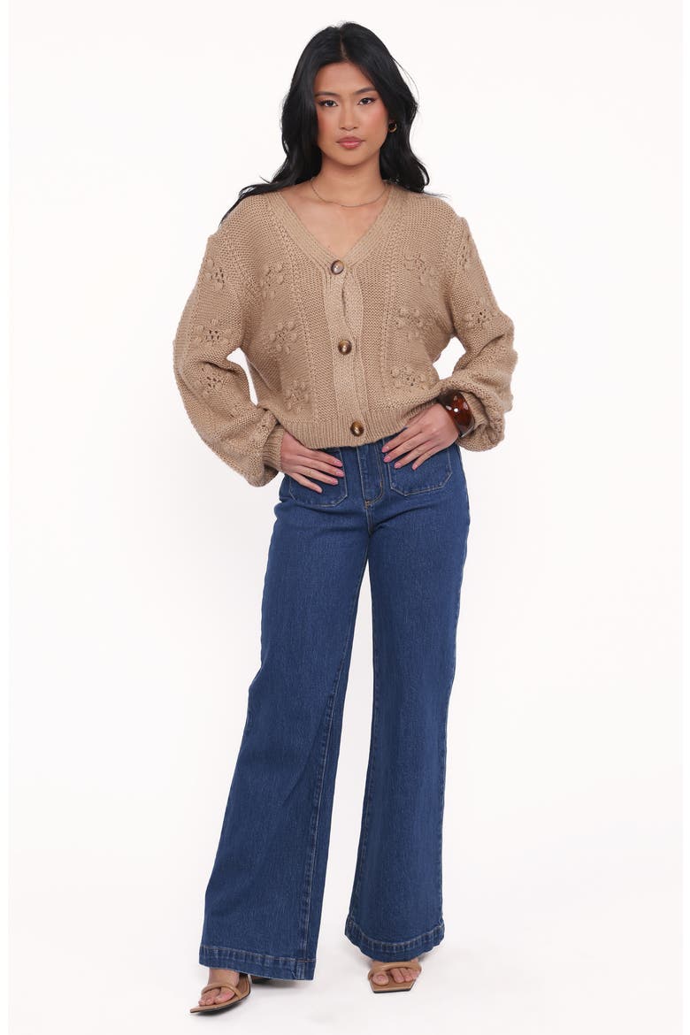 Melody Relaxed Fit Pointelle Cardigan, Alternate, color, MUSHROOM