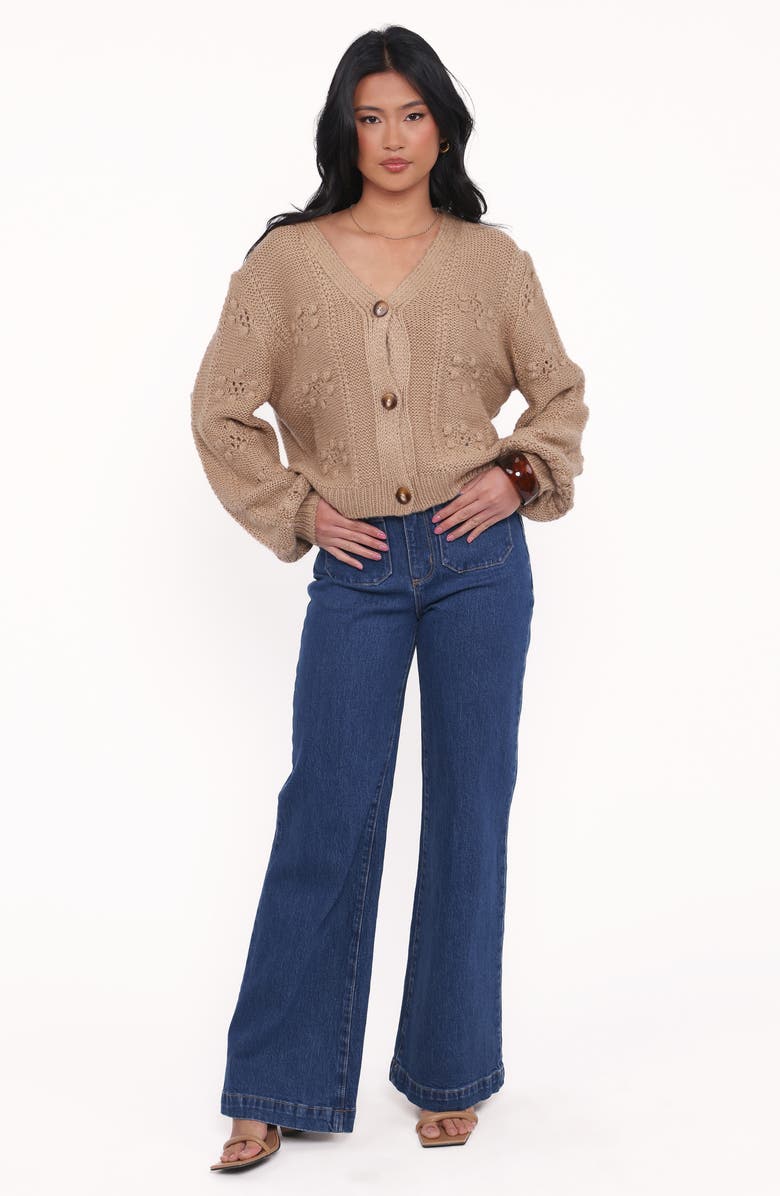Petal & Pup Melody Relaxed Fit Pointelle Cardigan, Alternate, color, Mushroom