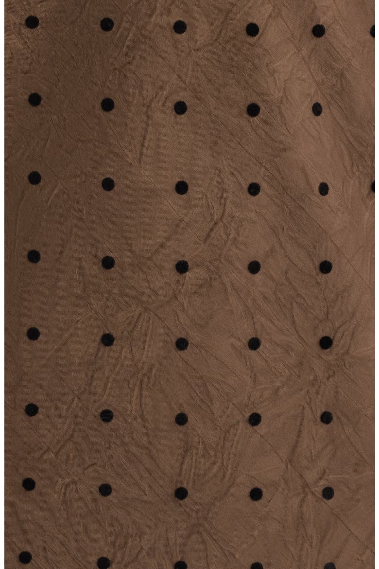 Polka Dot Satin Maxi Dress, Alternate, color, BROWN