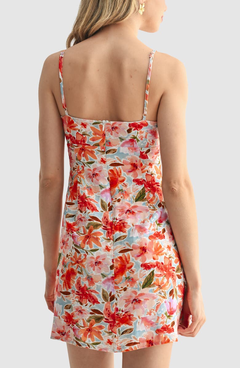 All in Favor Sleeveless Fit & Flare Minidress, Alternate, color, Blue Red Floral