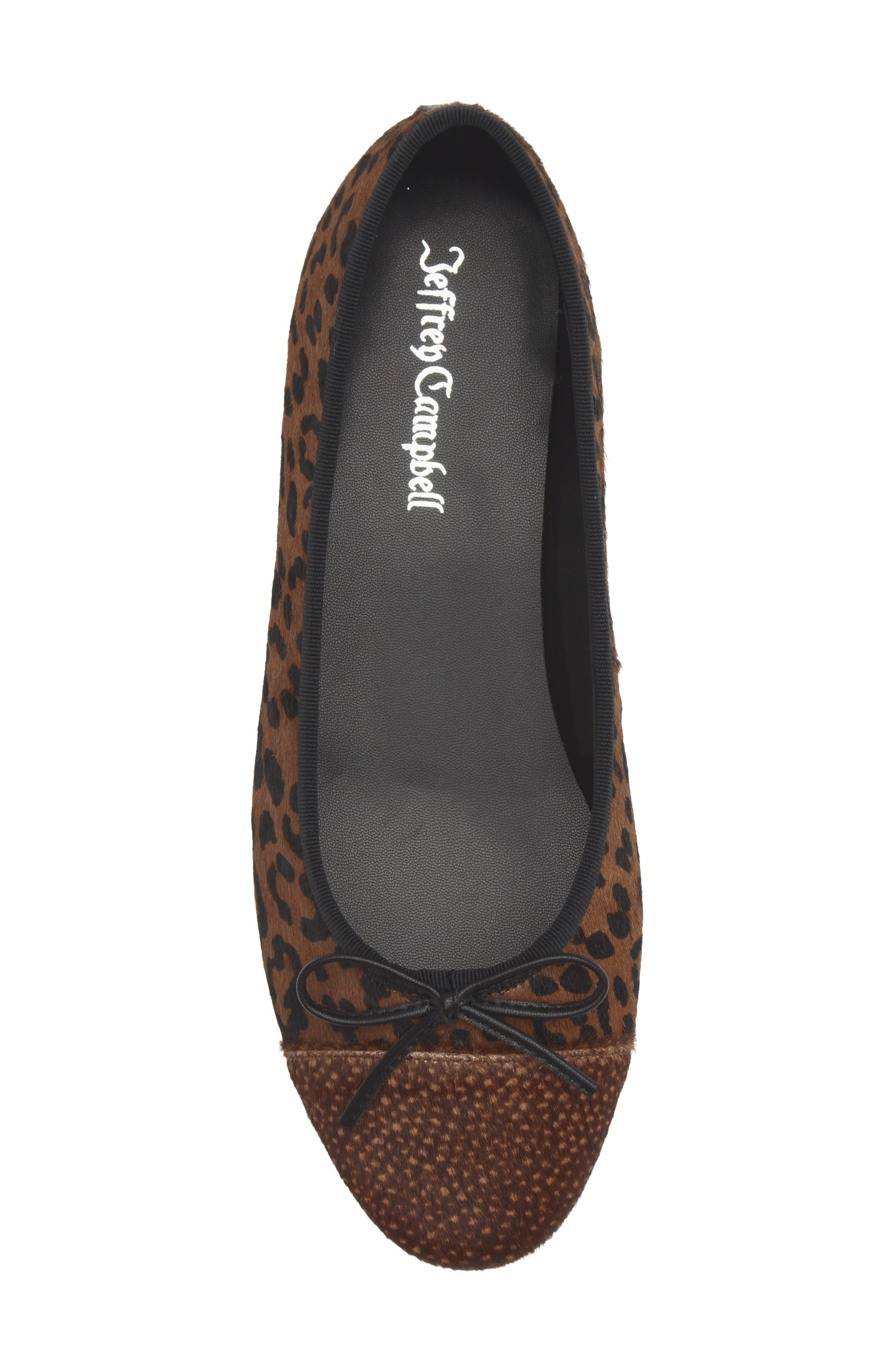 Arabesq Cap Toe Flat, Alternate, color, BROWN HAIR MULTI