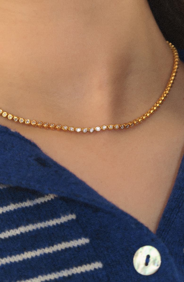 Joiana Jewelry Bezel Tennis Necklace, Alternate, color, Gold Vermeil