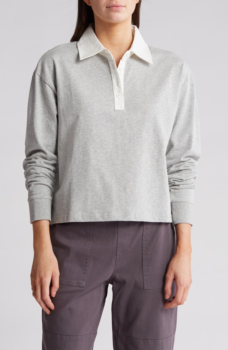 Onia Cropped Rugby Cotton Polo, Main, color,