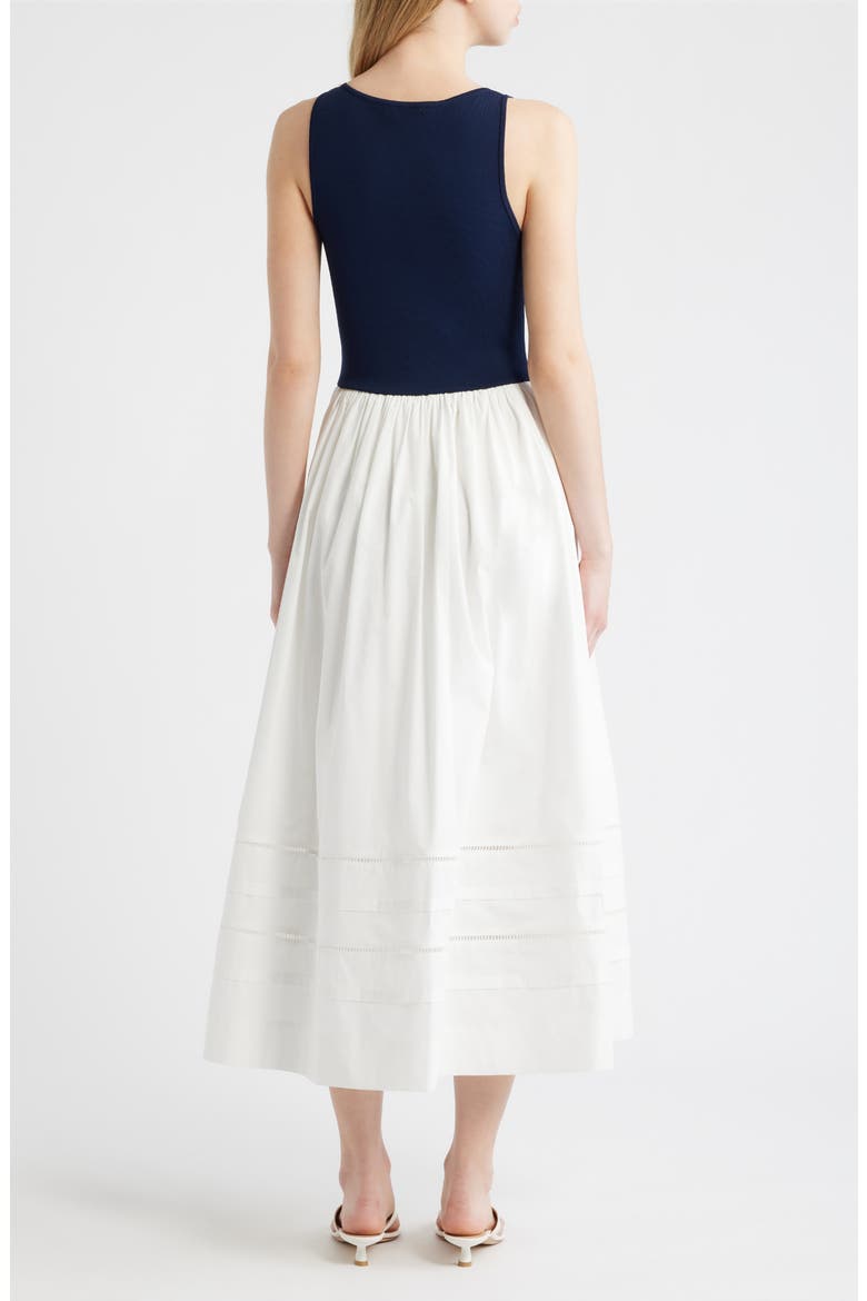 Mixed Media Dress, Alternate, color, NAVY/ OFF WHITE
