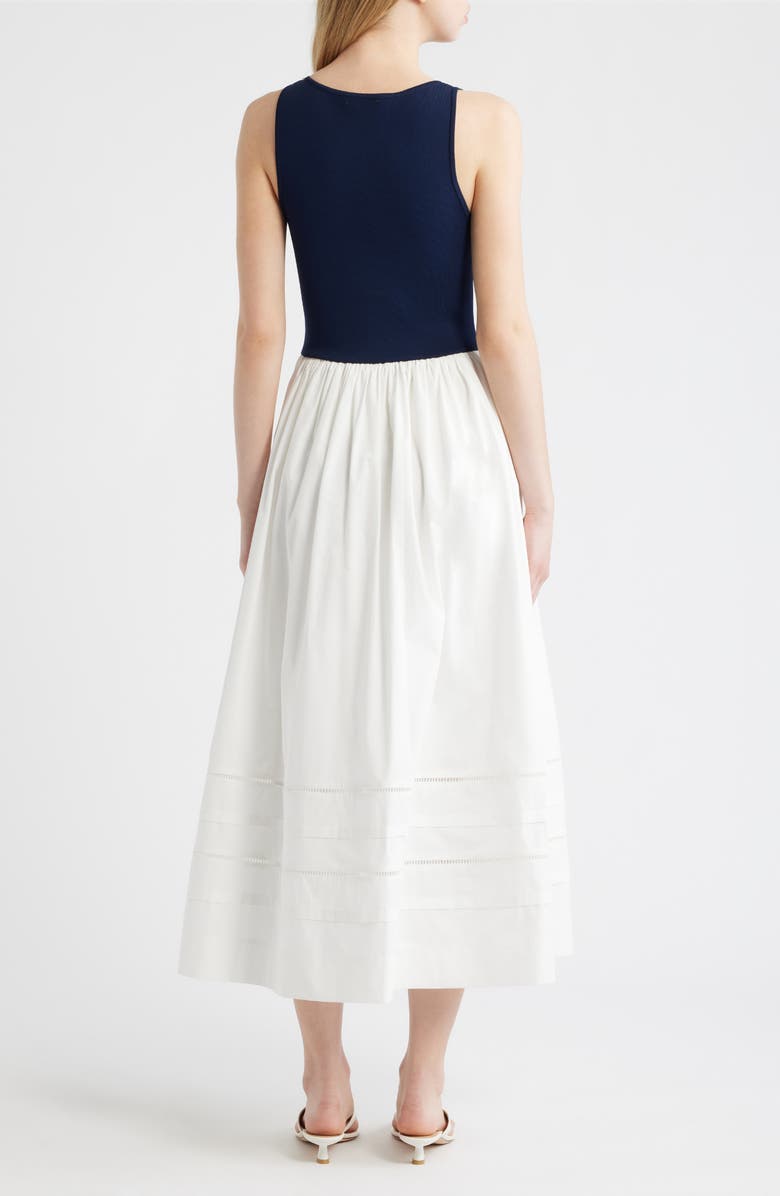 MOON RIVER Mixed Media Dress, Alternate, color, Navy/ Off White