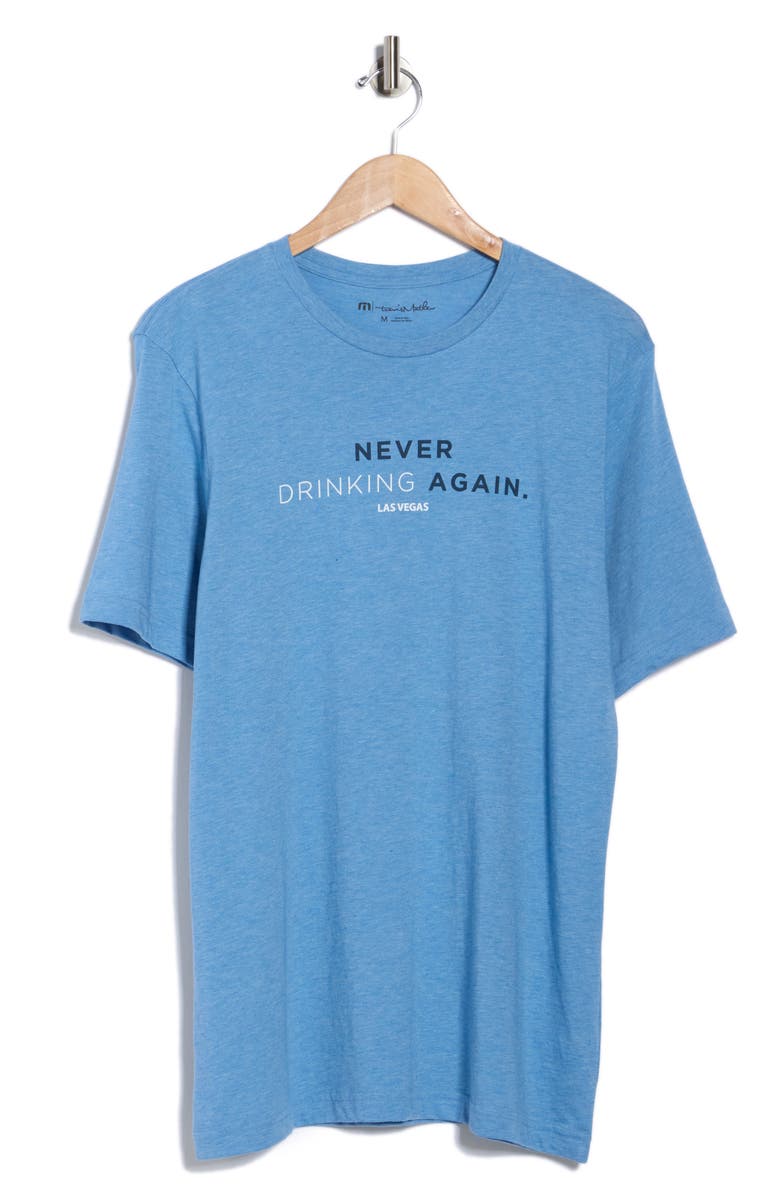TravisMathew Never Drinking Again Graphic T-Shirt, Alternate, color, Heather Blue
