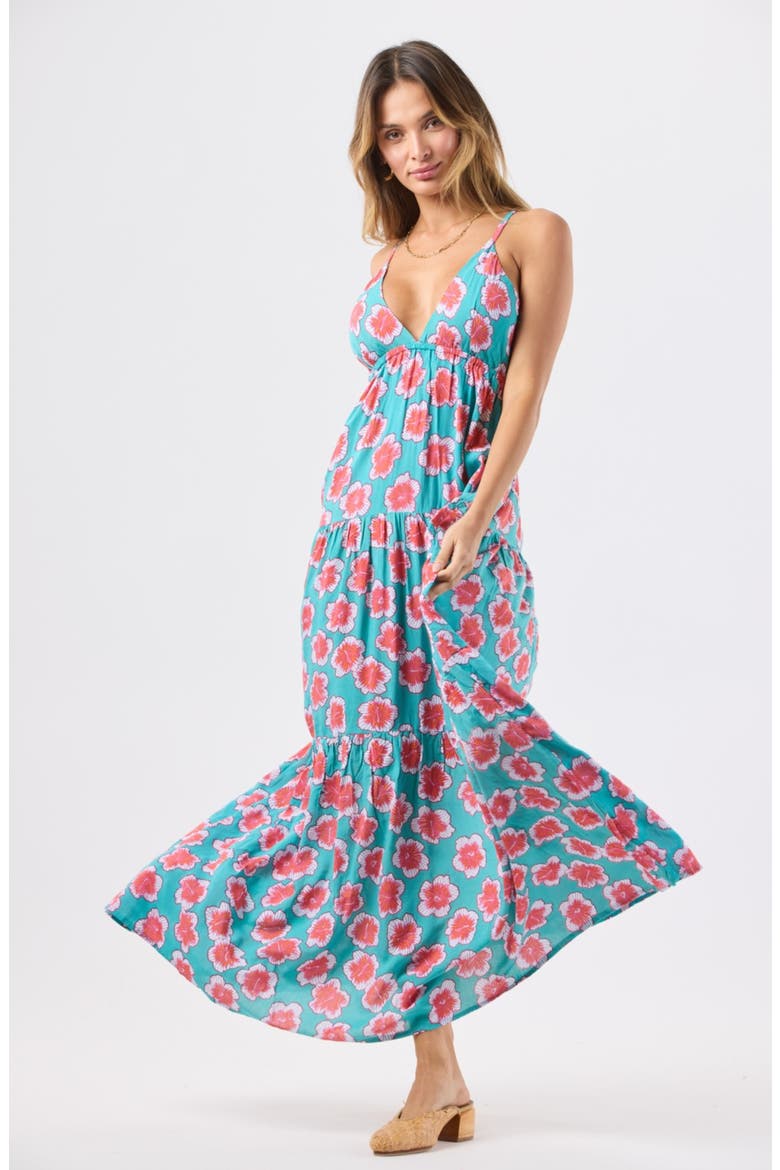Micah Floral Maxi Dress, Alternate, color, LANAI FLORAL AQUAMARINE