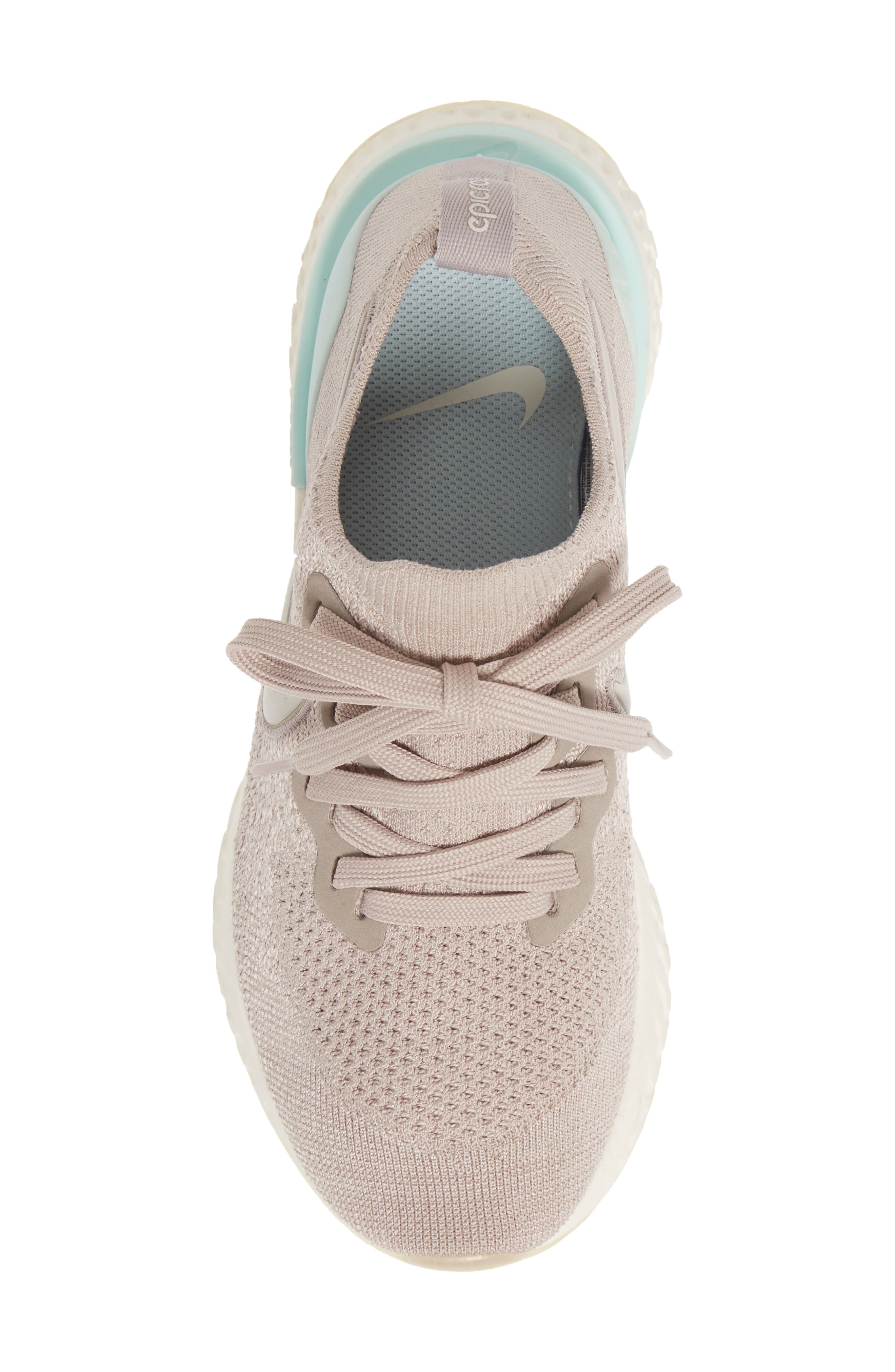 Epic React Flyknit 2 Running Shoe, Alternate, color, MOON PARTICLE/ TEAL TINT
