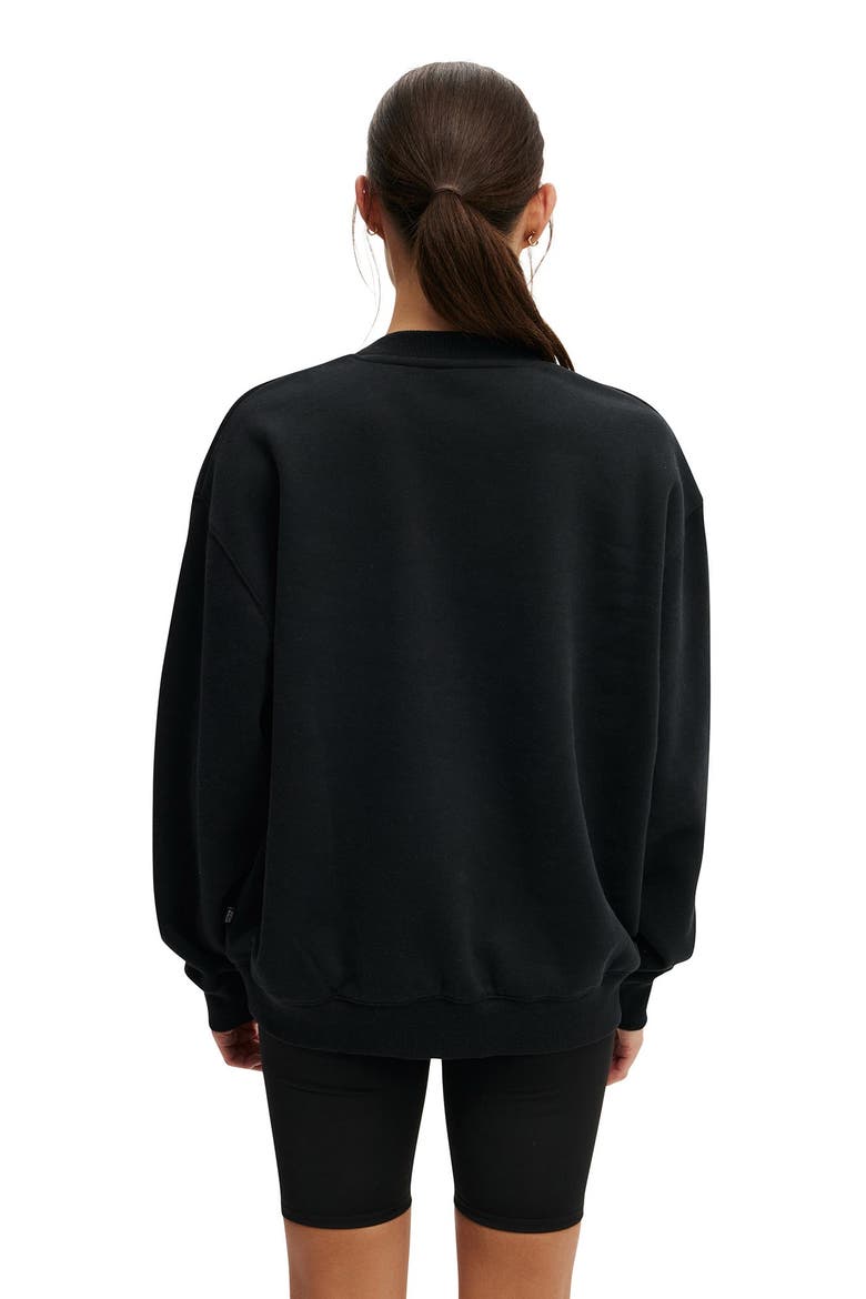 Women's Active Plush Crew Sweatshirt, Alternate, color, Black