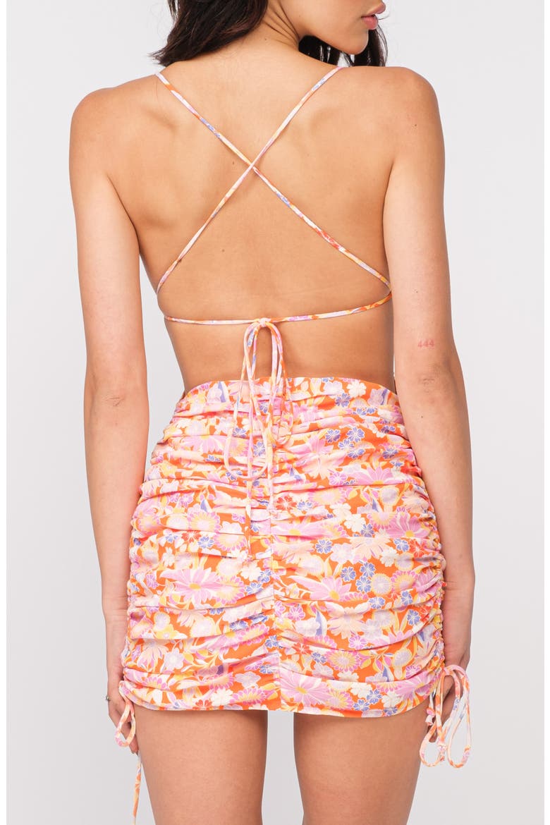 Open Back Ruched Minidress, Alternate, color, ORANGE