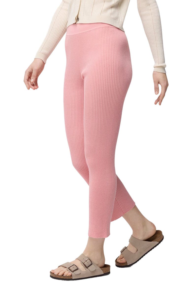 GOBI Mongolian Cashmere Rib-Knit Cashmere Silk Pants, Alternate, color, Pink Icing