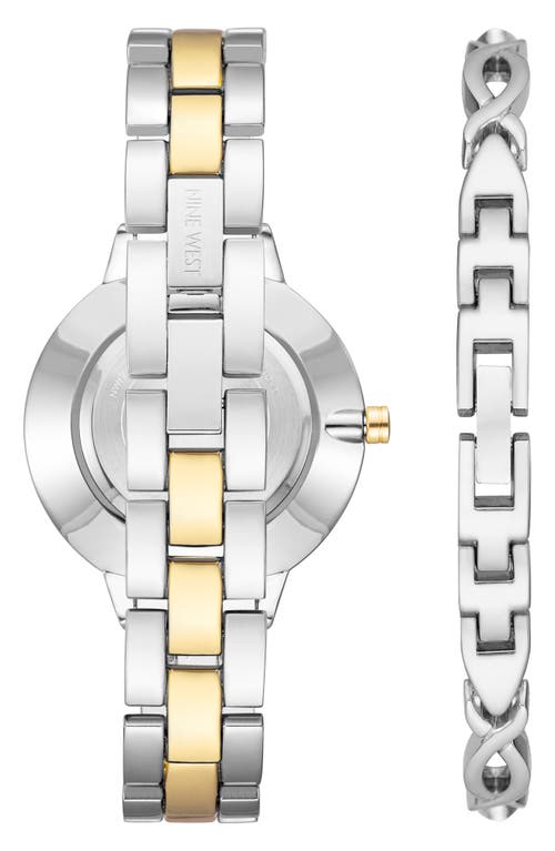 Nine West Two-tone Quartz Bracelet Watch & Chain Bracelet Set, 35mm In Multi