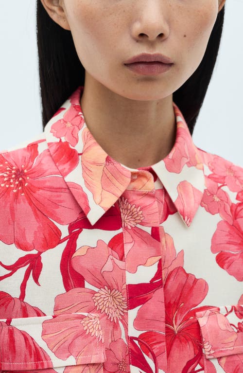 Mango Floral Button-up Shirt In Red
