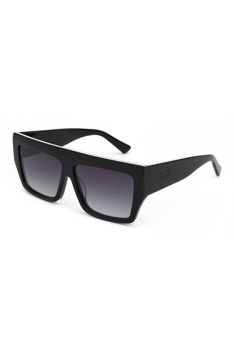NYC Square Sunglasses, Alternate, color, Black/Black