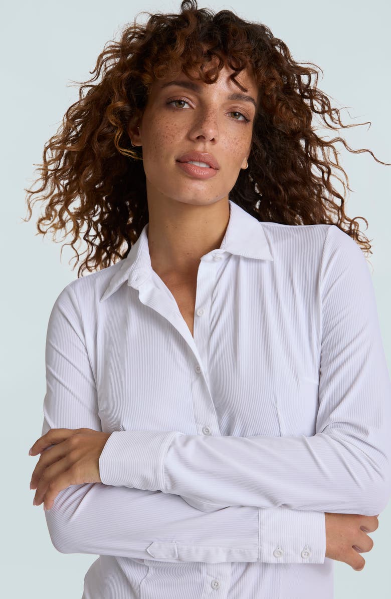 Commando Ribbed Button-Up Bodysuit, Alternate, color, White