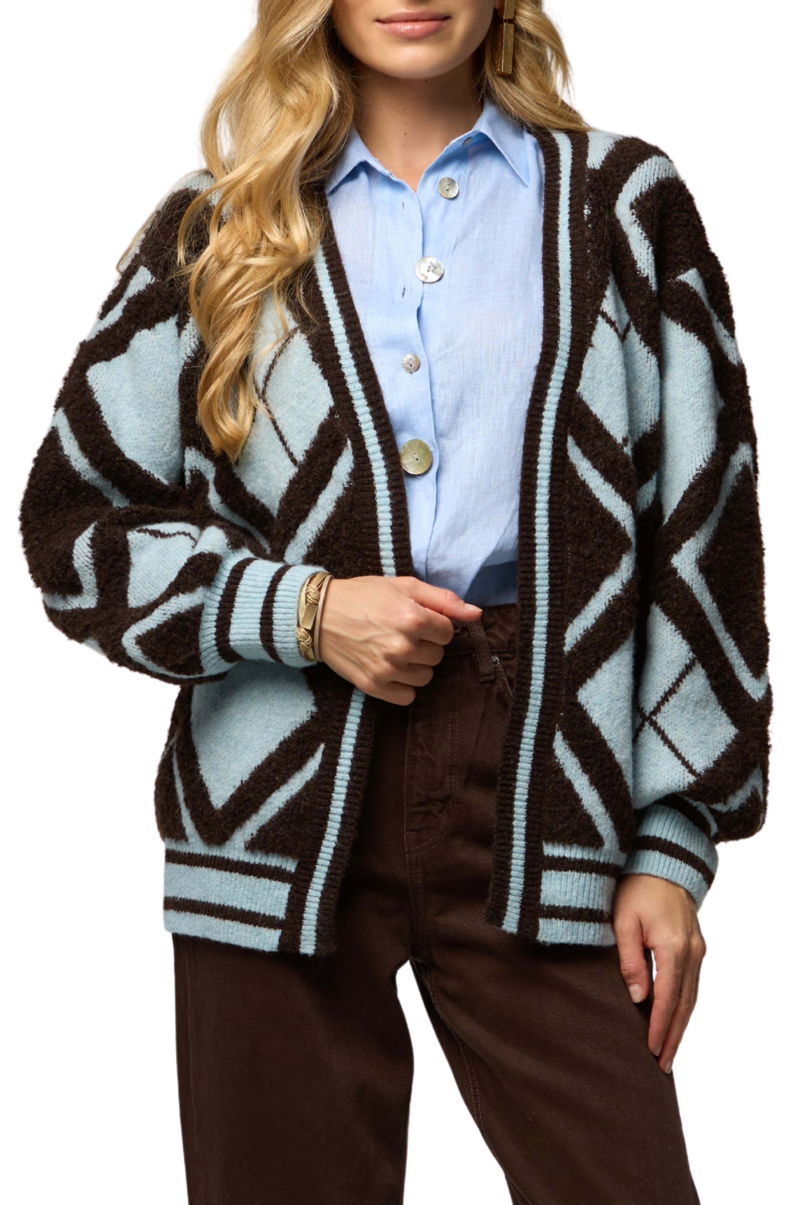 SAACHI Argyle Stripe Cardigan