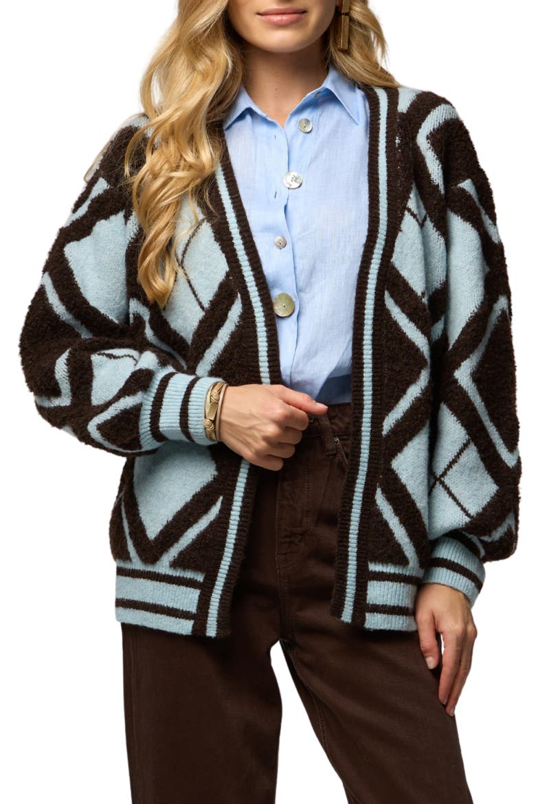 Argyle Stripe Cardigan, Main, color, BROWN MULTI