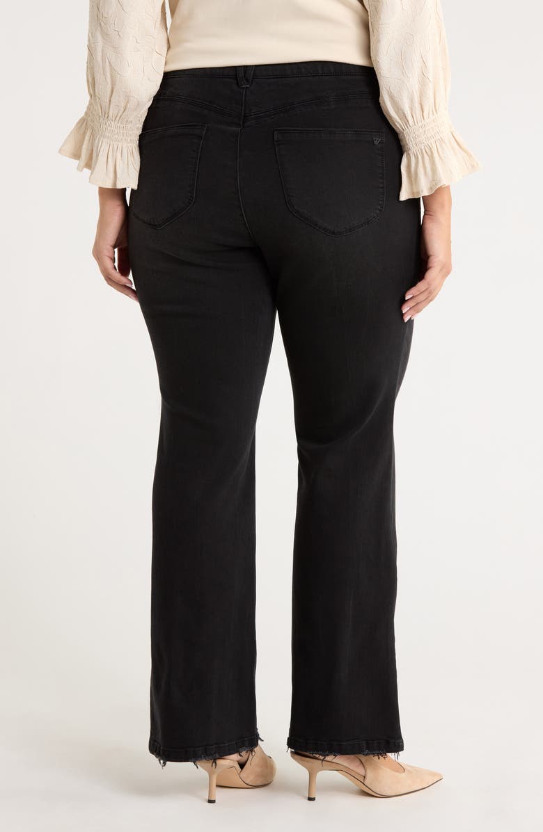 Wit & Wisdom Madison High Waist Distressed Hem Itty Bitty Bootcut Jeans, Alternate, color, Washed Black