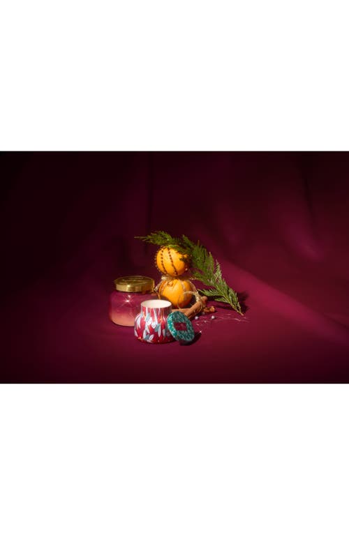 Capri Blue Tinsel & Spice Holiday Pattern Play Petite Candle In Red