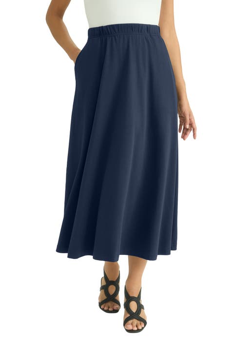 Soft Ease Cotton Knit Swing Skirt