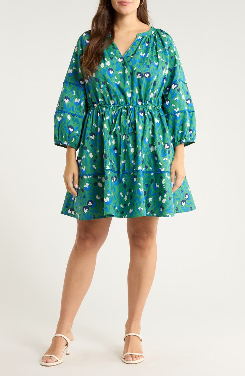 SUGARLIPS Laury Floral Print Minidress, Main, color, Kelly-Multi