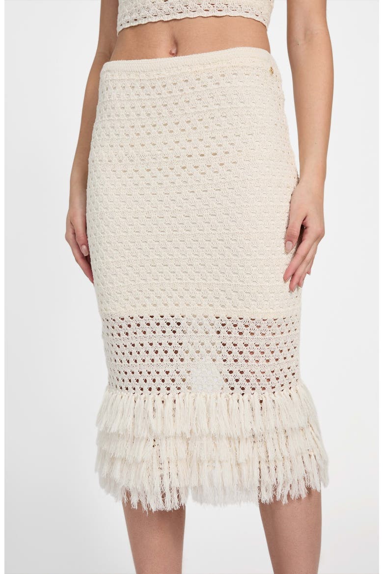 Luca Fringe Hem Open Stitch Midi Skirt, Alternate, color, DOVE WHITE