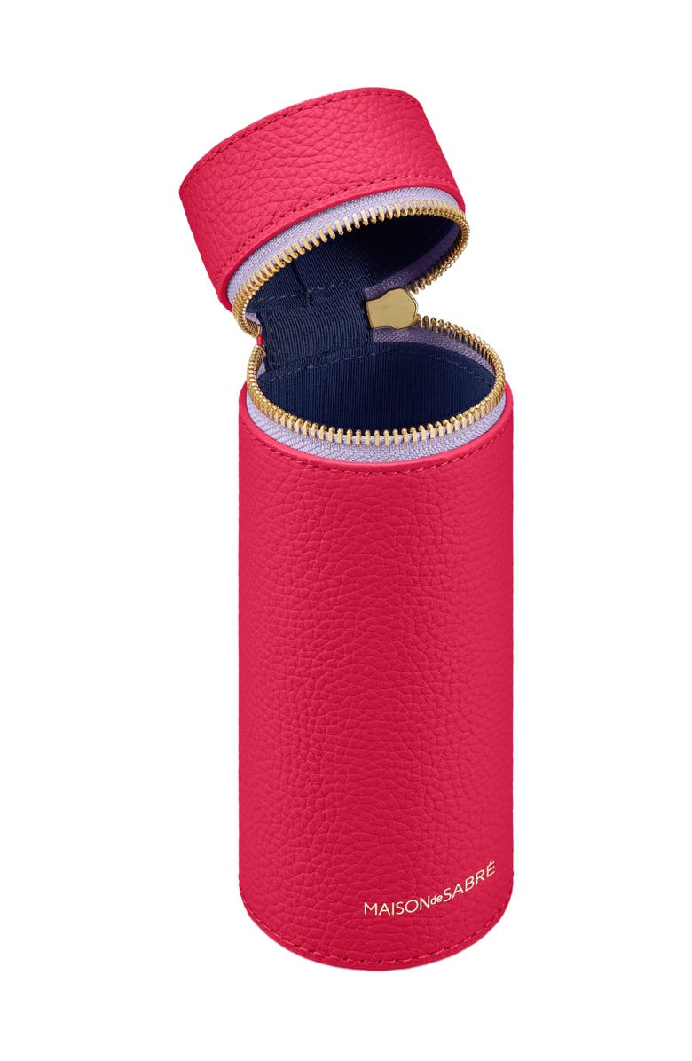MAISON de SABRÉ Leather Brush Case, Alternate, color, Fuchsia Lavender