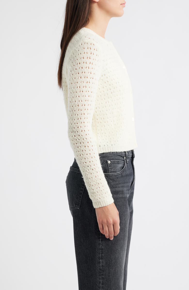 FRAME The Chenille Open Stitch Cardigan, Alternate, color, Cream