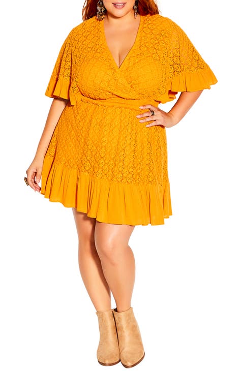 Sweet Escape Lace Faux Wrap Dress (Plus Size)