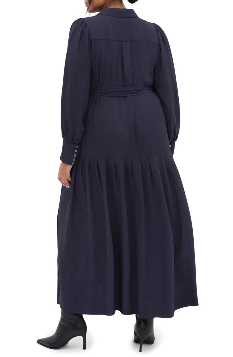 City Chic Romie Button-Up Shirtdress, Alternate, color, Navy