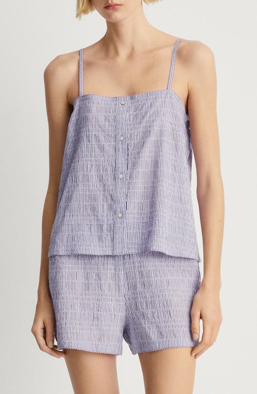 Mango Seersucker Stripe Cotton Pajama Set Lilac In Lilac