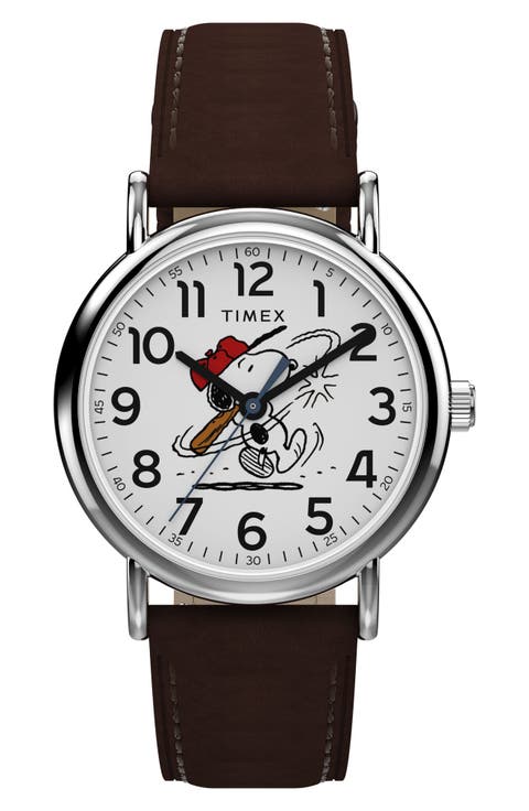 Peanuts® x Timex Weekender Baseball 38mm Fabric Strap Watch