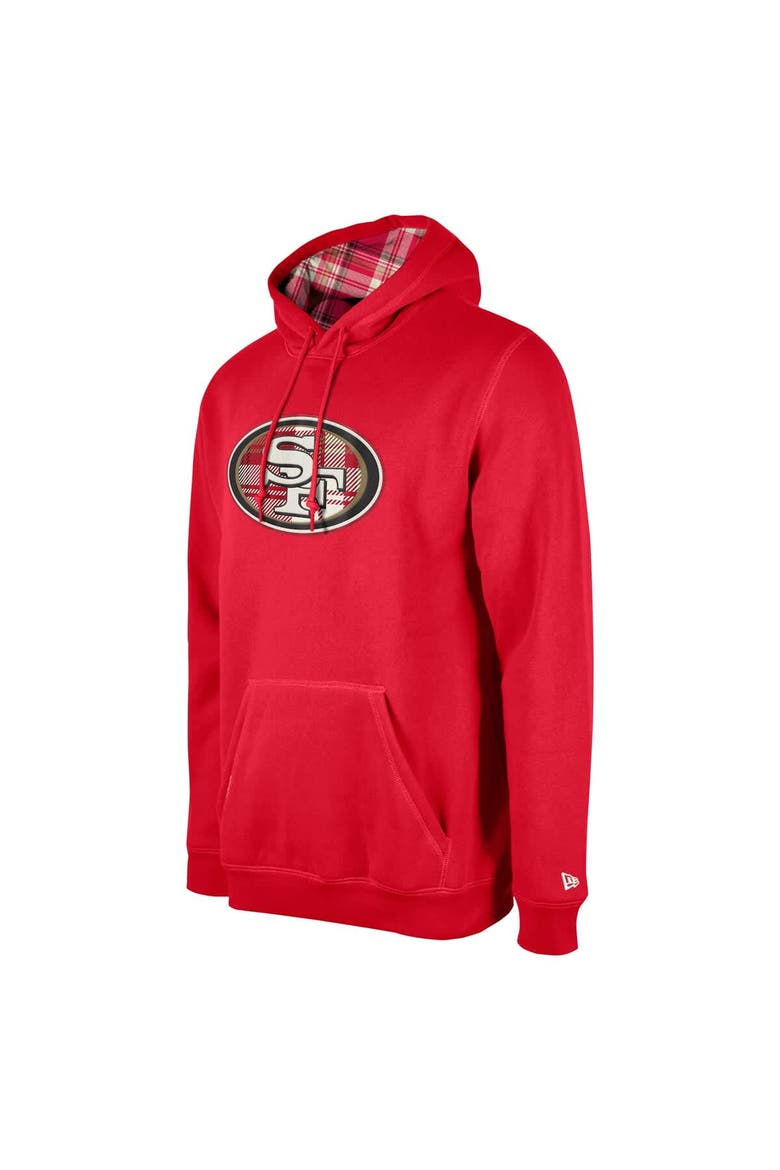 Men's New Era Scarlet San Francisco 49ers 3rd Down Plaid Pullover Hoodie, Alternate, color, Scarlet