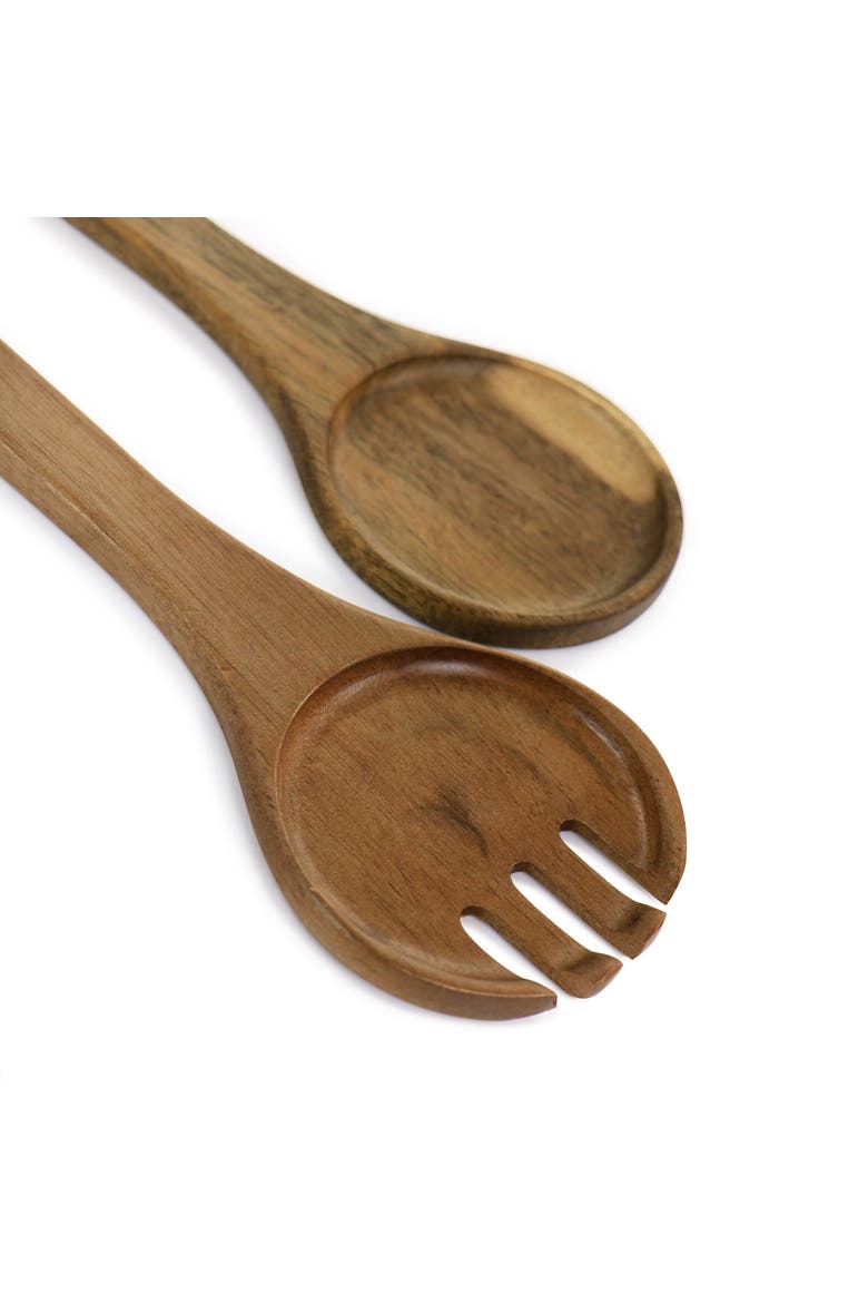 3 Piece Acacia Wood Salad Bowl and Spoon Set, Alternate, color, Brown