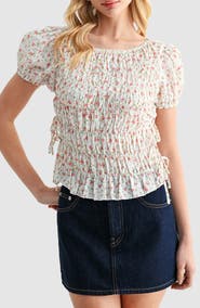 All in Favor Smocked Puff Sleeve Top