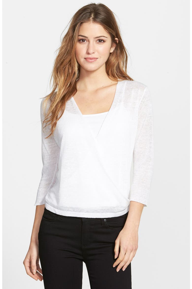 '4-Way' Convertible Three-Quarter Sleeve Cardigan, Main, color, PAPER WHITE