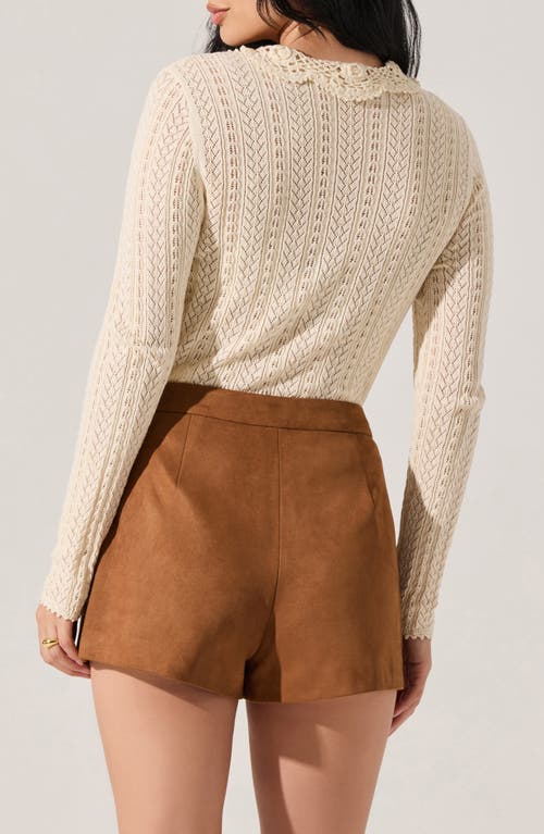 Astr The Label Ottilie Pointelle Stitch Cotton Cardigan In White