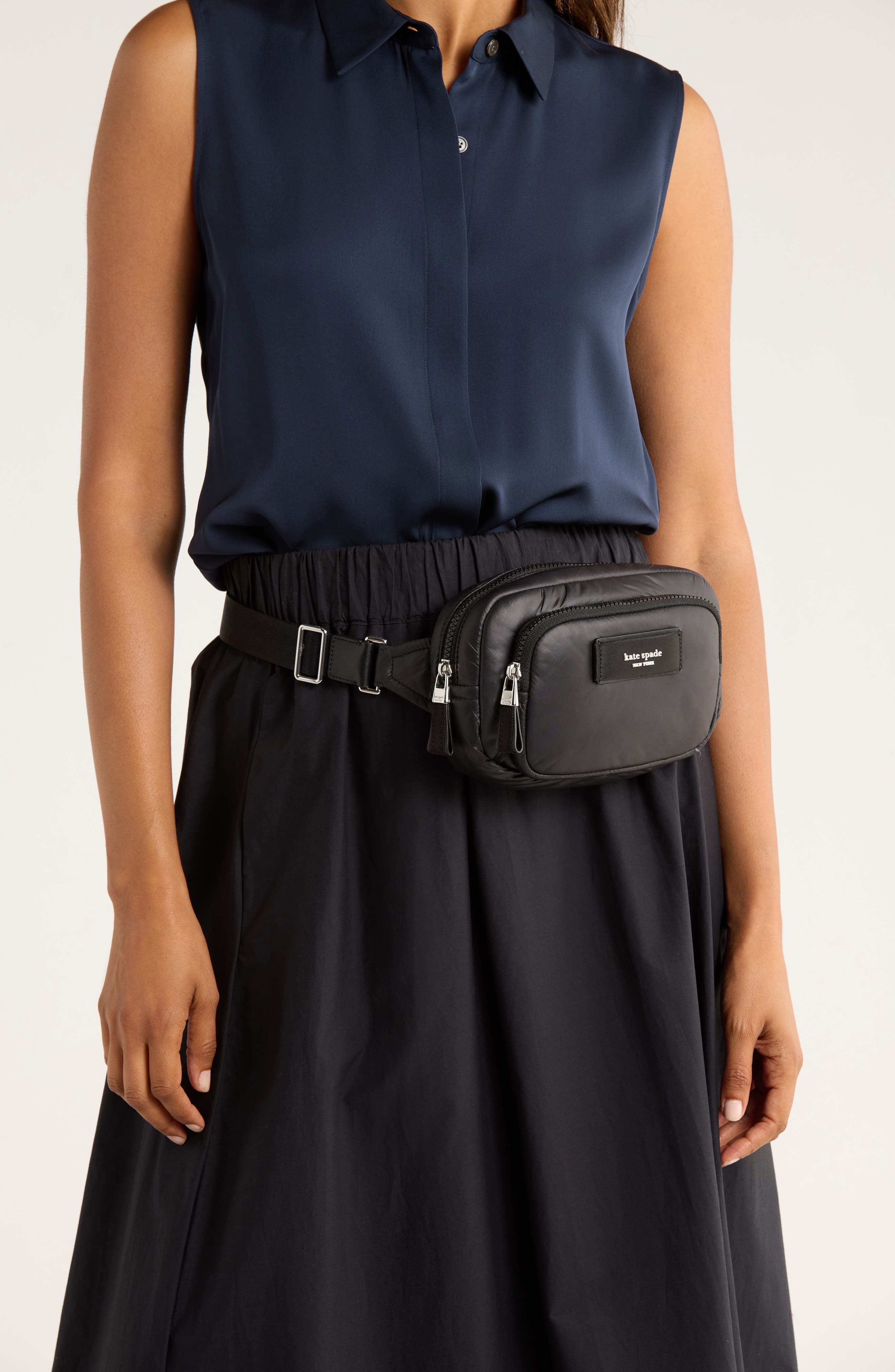 Kate Spade New York puffy belt bag, Alternate, color, Black
