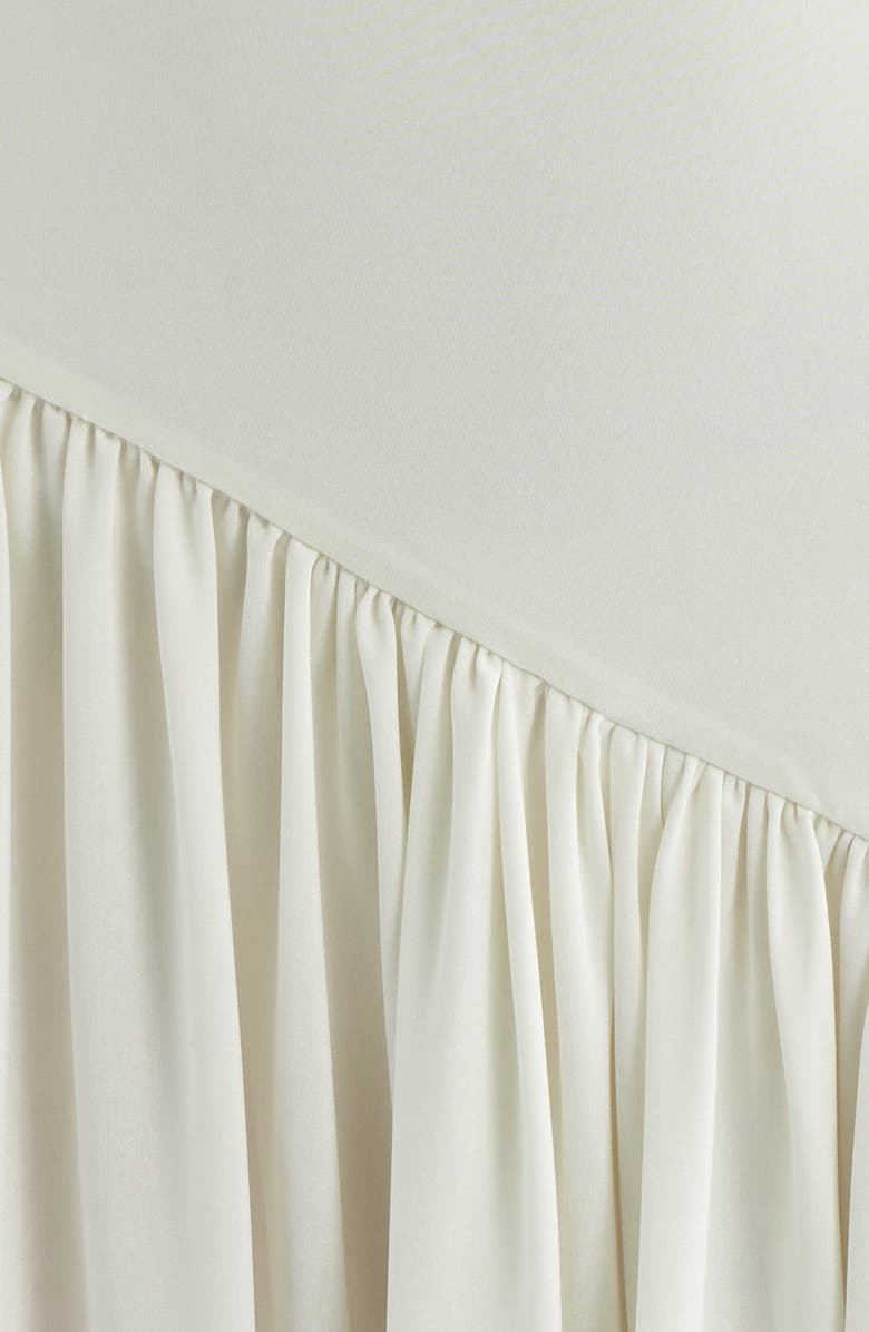 Delfi Collective Plunge Neck Side Slit Gown, Alternate, color, White