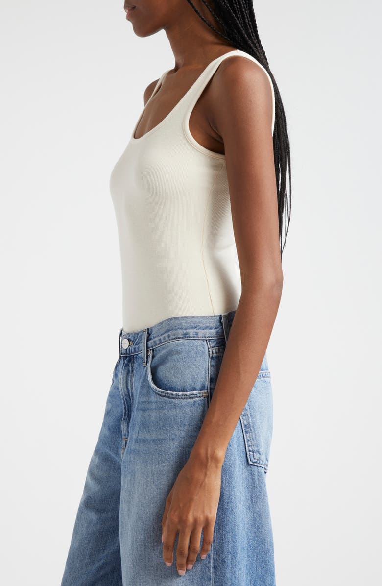 ATM Anthony Thomas Melillo Rib Square Neck Bodysuit, Alternate, color, Irish Cream