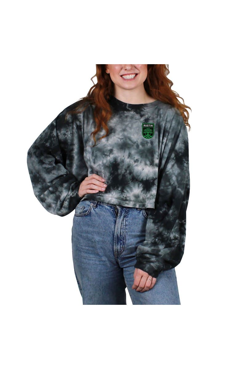ZOOZATZ Women's ZooZatz Black Austin FC Oversized Cloud-Dye Long Sleeve T-Shirt, Main, color, 