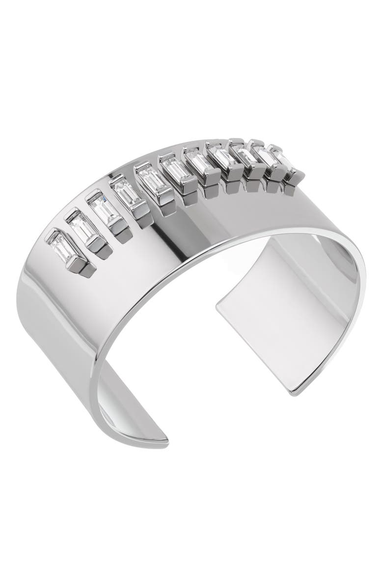 Reiss Lyra Linear Crystal Cuff Bracelet, Alternate, color, Silver Tone / Clear Crystal