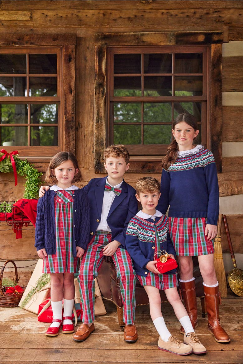 Kids' Vintage Button Tab John John Set, Alternate, color, Highlands Tartan