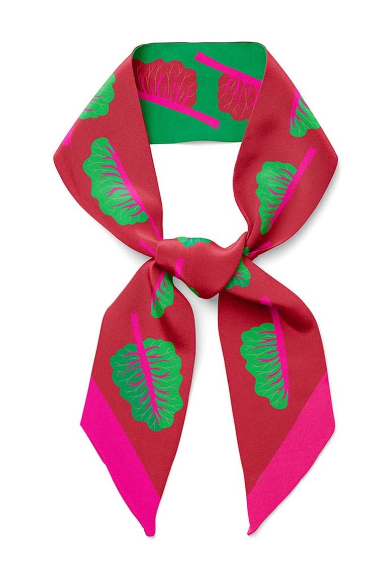 Glowing Chard Twilly Ribbon Scarf, Main, color, Green
