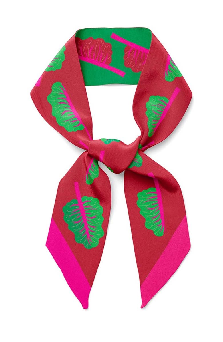 Centinelle Glowing Chard Twilly Ribbon Scarf, Main, color, Green