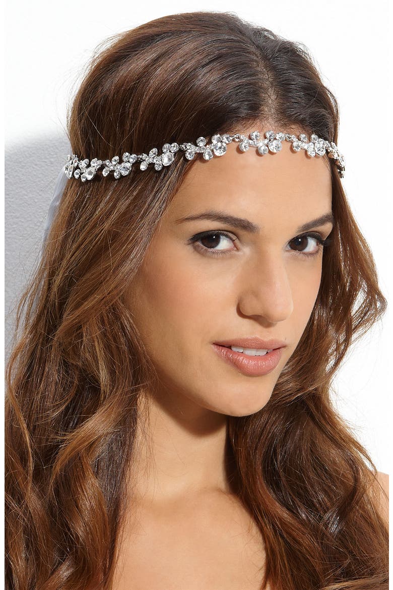 'Crystal Tiara' Head Wrap, Main, color, WHITE