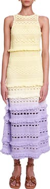 maje Robelle Ombré Crochet Midi Dress