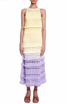 maje Robelle Ombré Crochet Midi Dress